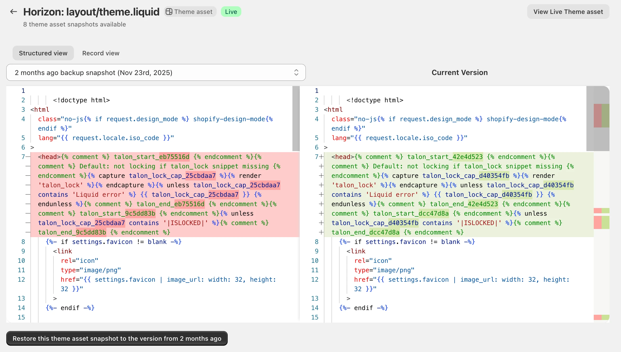 Review backup changes and file differences