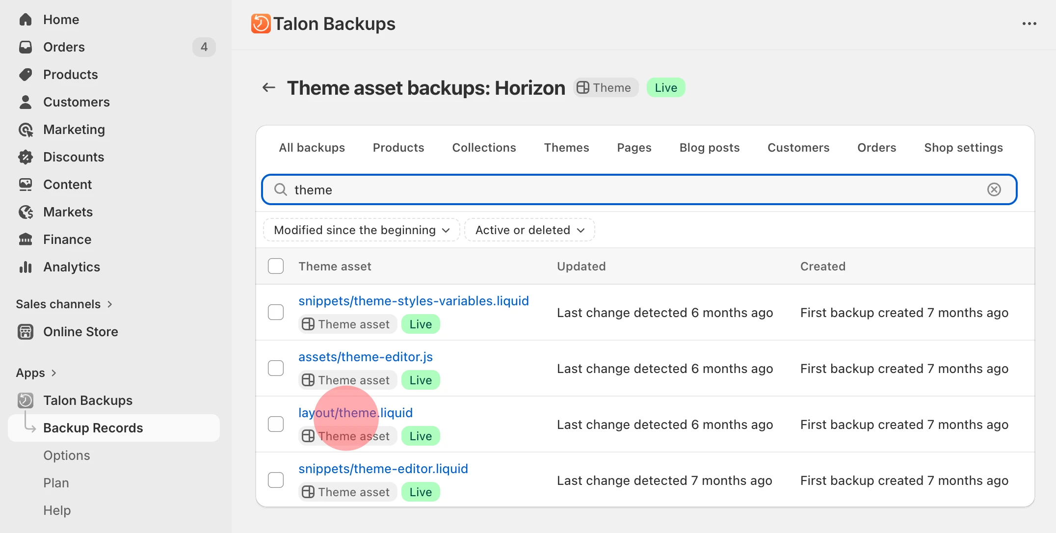 Choose a file to restore